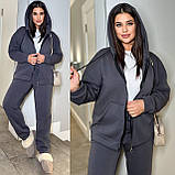 Костюм жіночий теплий спортивний з тринитки на флісі із кофтою на молнії (Батал), фото 9
