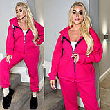 Костюм жіночий теплий спортивний з тринитки на флісі із кофтою на молнії (Батал), фото 10