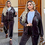 Костюм жіночий спортивний велюровий кофта на молнії і джогери рр.50-52, 54-56, 58-60, фото 3