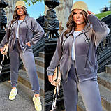 Костюм жіночий спортивний велюровий кофта на молнії і джогери рр.50-52, 54-56, 58-60, фото 4