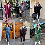 Костюм жіночий спортивний велюровий кофта на молнії і джогери рр.50-52, 54-56, 58-60, фото 10