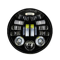 Фара LED ВАЗ 2103, 2106, позашляховики, мото 5.75 дюйма, 80W H4 (ближнє, дальнє, ДХО) 1шт
