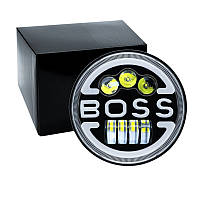 Фара LED ВАЗ 2101, 2121, ГАЗ, УАЗ, іномарки, мото 7 дюймів 60W з ДХО напис BOSS 1шт
