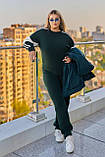 Жіночий теплий спортивний костюм трійка з тринитки на флісі з жилетом (Батал), фото 5