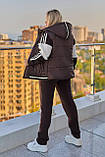 Жіночий теплий спортивний костюм трійка з тринитки на флісі з жилетом (Батал), фото 8