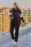 Жіночий теплий спортивний костюм трійка з тринитки на флісі з жилетом (Батал), фото 9
