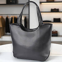 Велика жіноча сумка тоут на плече чорна з екошкіри для документів