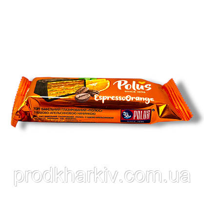 Батончик шоколадно-вафельний Polus Кава Апельсин 🍊 60г, фото 3