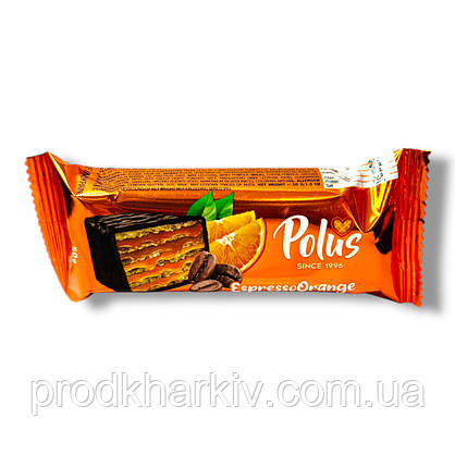 Батончик шоколадно-вафельний Polus Кава Апельсин 🍊 60г, фото 5