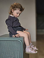 Дитячі рожеві високі ортопедичні босоніжки з фіксуючим задніком на липучках 22 розмір, фото 10