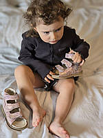 Дитячі рожеві високі ортопедичні босоніжки з фіксуючим задніком на липучках 22 розмір, фото 7