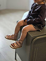 Дитячі шкіряні босоніжки ортопедичні сандалії на липучках на дівчинку 21 розмір, фото 7