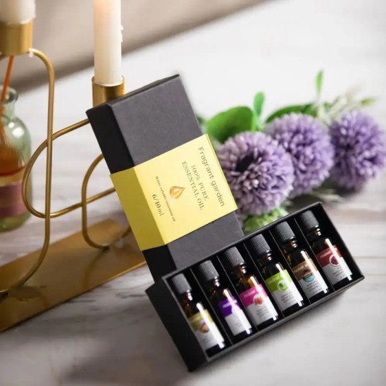 Набор аромомасел для увлажнителя воздуха Аромамасла для диффузора Набор натуральных эфирных масел  6 шт по 10 мл, жасмин, океан, цветочная смесь, зелёный чай, медовый персик, лаванда