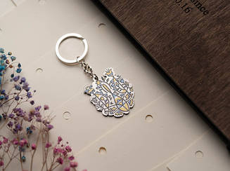 Брелок металевий з УФ-друком. Тризуб фігурний 415х35мм.