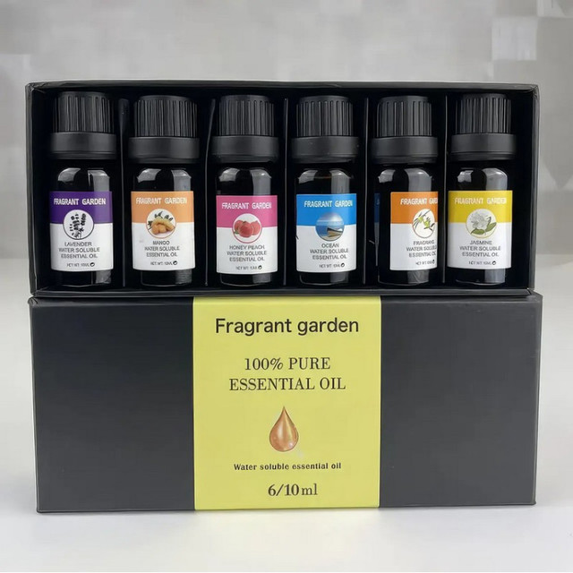 Набор аромомасел для увлажнителя воздуха Аромамасла для диффузора Набор натуральных эфирных масел  6 шт по 10 мл, жасмин, океан, цветочная смесь, зелёный чай, медовый персик, лаванда