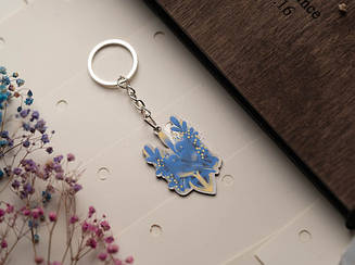 Брелок металевий з УФ-друком. Тризуб фігурний "Птахи" 50х30мм.