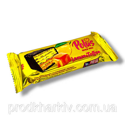 Батончик шоколадно-вафельний Polus Карамель Лимон 🍋 60г, фото 5