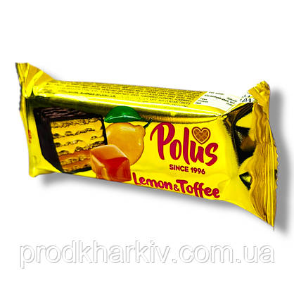 Батончик шоколадно-вафельний Polus Карамель Лимон 🍋 60г, фото 3