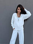 Жіночий в'язаний костюм із капюшоном і прямими штанами Туреччина, розмір 42-48, молоко, хакі, шоколад, блакитний, фото 4