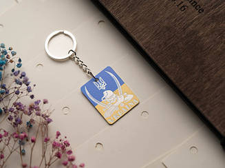 Брелок металевий з УФ-друком. "Україна" 30х40мм.