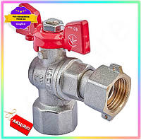 KI Кран кутовий з накидною GET ONE гайкою Koer 1/2 для води латунний нікельований кульовий краник FIR41_R