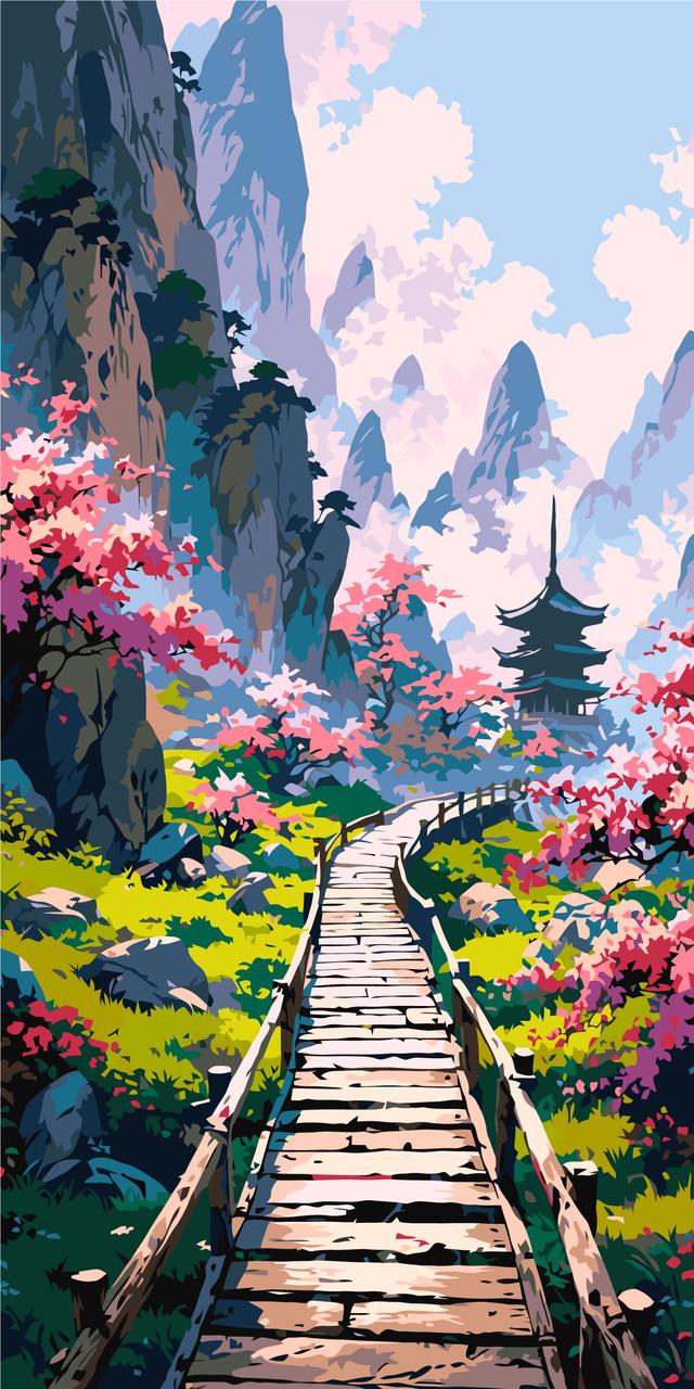 Картина за номерами Пейзаж. Таємничий японський сад 40*80 см Оригамі LW 5169, фото 1