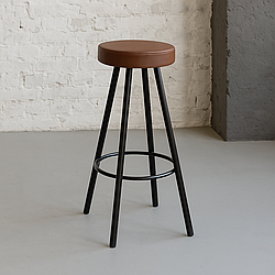 Барний стілець 73 см «Діана» сучасний дизайн, кругле м’яке сидіння, екошкіра + метал