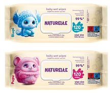 Великі вологі серветки дитячі з кокосовою олією Naturelle Baby (120шт.)