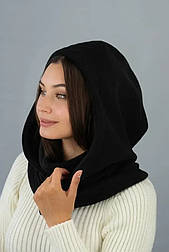 Чорний жіночий фліоовий капор