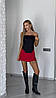 Червоний жіночий стильний костюм-двійка класичного крою з костюмки: Міні спідниця-шорти та Піджак з плічками, фото 6