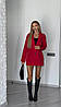 Червоний жіночий стильний костюм-двійка класичного крою з костюмки: Міні спідниця-шорти та Піджак з плічками, фото 4