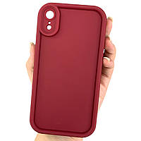 Чохол для iPhone Xr матовий бордовий чохол з великими бортами