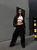Чорний жіночий повсякденний теплий костюм-двійка осінь-зима з тринитки на флісі: Штани та Худі на блискавці, фото 9