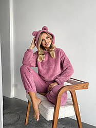 Жіночий домашній МАХРОВИЙ костюм ПІЖАМА ВЕДМЕДИК штани кофта ФРЕЗ 1564