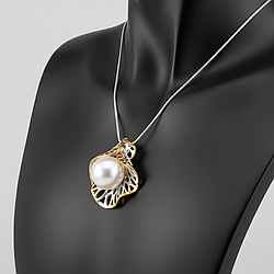 Перли білі М'янмські срібне кольє, 0197ПЖ