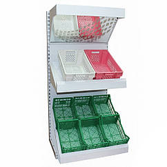 Овочевий стелаж 1900х750 мм ТИП 10, приставний стелаж Рістел, металевий стелаж торговий, стелаж для фруктів в магазин