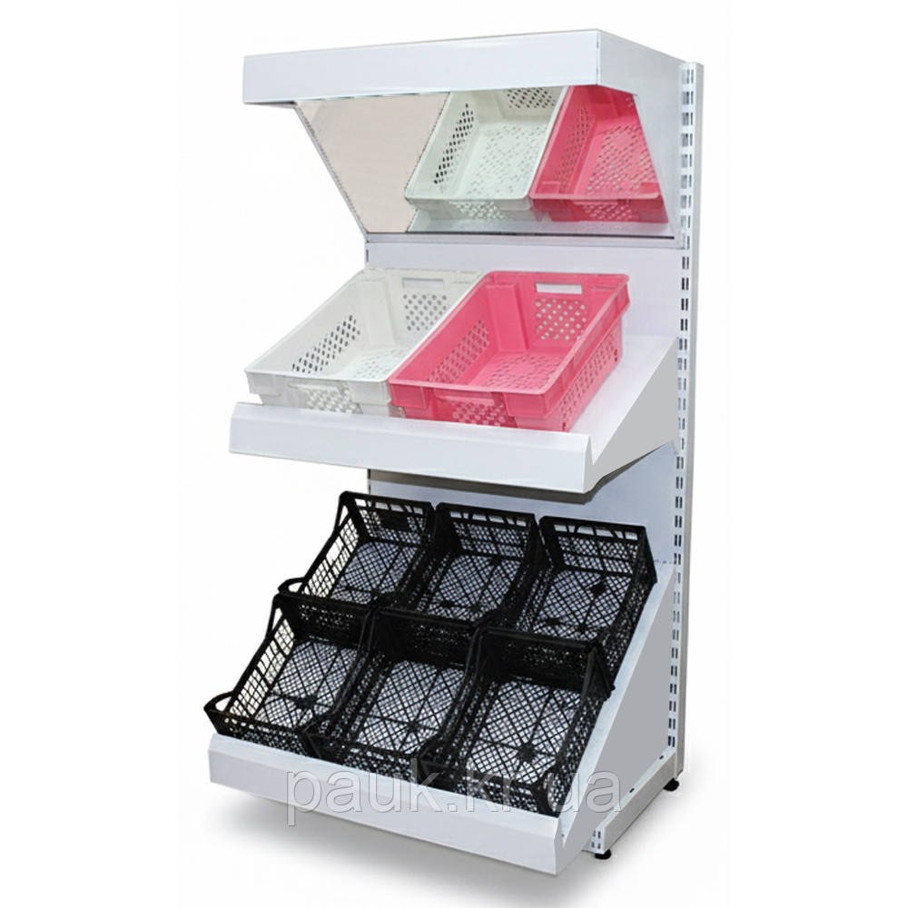 Овочевий стелаж 1900х950 мм ТИП 10, приставний стелаж Рістел, металевий стелаж торговий, стелаж для фруктів в магазин, фото 1