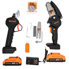 Набір акумуляторних інструментів STROMO ACP-30 ножиці та AAS-20 пила з 2 АКБ 2 А·год, зарядним пристроєм і маслом Procraft 200 мл