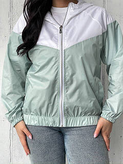 Жіноча вітрівка плащівка великих розмірів м’ята, розмір 48-50, 52-54, 56-58, 60-62