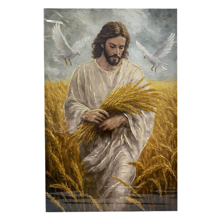 Ікона Ісус з колосками образ на полотні без рами SA010-2-3D 60*90, фото 1