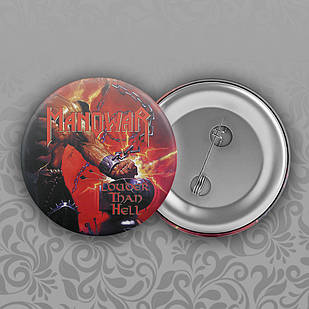 Значок 32 мм рок Manowar 007