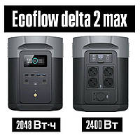 EcoFlow DELTA 2 Max портативна Зарядна станція 2400 Вт із довговічною LiFePO4 батареєю 2048 Вт.год, Резервне джерело живлення