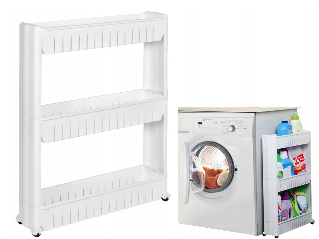 Мобільна шафа для ванної кімнати MUFART на колесах (3 полиці, білий), фото 1