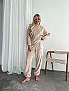 Жіночий домашній МАХРОВИЙ костюм ПІЖАМА ВЕДМЕДИК штани кофта БЕЖЕВИЙ 1564, фото 3
