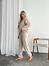 Жіночий домашній МАХРОВИЙ костюм ПІЖАМА ВЕДМЕДИК штани кофта БЕЖЕВИЙ 1564, фото 4