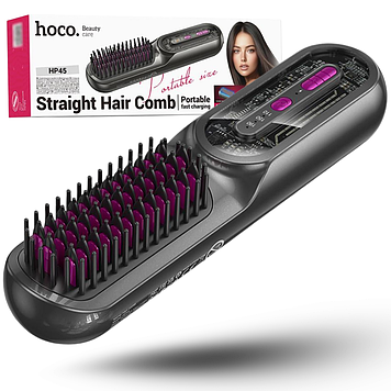 Акумуляторна щітка-випрямляч для волосся Портативний бездротовий гребінець Hoco 3 режими температури
