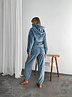 Жіночий домашній МАХРОВИЙ костюм ПІЖАМА ВЕДМЕДИК штани кофта СІРО-БЛАКИТНИЙ 1564, фото 3