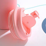 Термокухоль для кави та чаю 380 мл герметичний для подорожей металевий Термостакан з датчиком індикатором температури Рожевий, фото 6