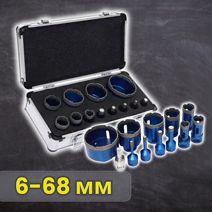 Набір коронок свердел алмазних AL-FA ALDHSS11 11 шт. 6–68 мм, фото 1