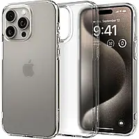 Чохол для iPhone 15 Pro Max силіконовий, прозорий, із захистом камери